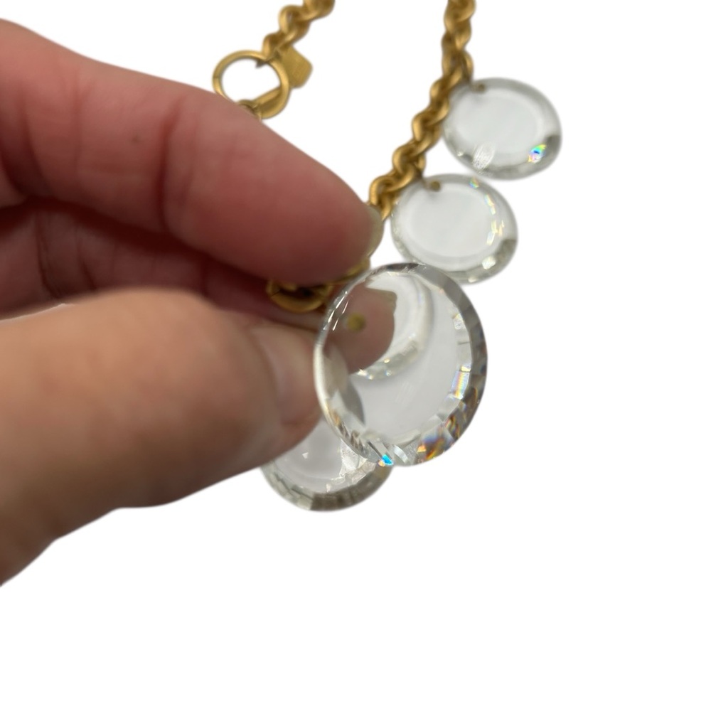 Vintage Anne Klein Faceted Glass Disk Statement Necklace - Picture 5 of 7